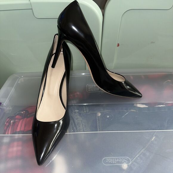 NEW Theory Black Leather Heel Italy City Pump Nappa Heel Sz 41/ US 10 MSRP $355 - Picture 1 of 11